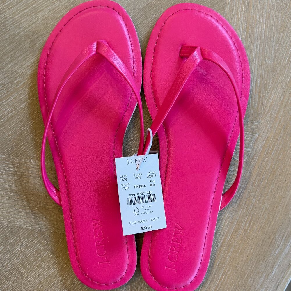 J.CREW Fuchsia Thong Summer Sandals NWT Size 8 Womens US